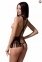 Комплект білизни INDRA SET OpenBra black S/M - Passion Exclusive: стрінги, портупея з бахромою (PS26202) 0