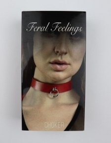 Чокер з кільцем для повідця Feral Feelings - Choker червоний, натуральна шкіра (SO3428)