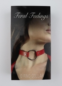 Чокер із кільцем Feral Feelings - O-Ring Collar червоний, натуральна шкіра (SO3425)