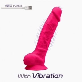 Фалоімітатор з вібрацією SilexD Vetus Vibro Pink (MODEL 1 size 8in), двошаровий, діаметр 4,2 см (SO4654)