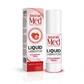 Лубрикант з ефектом вібрації Amoreane Med Liquid Vibrator Strawberry, 30 мл (SO3989)