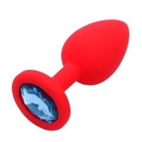 Анальна пробка Red Silicone Light Blue, M (820122)