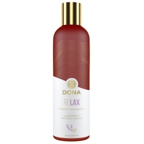 Масажна олія DONA Relax - Lavender & Tahitian Vanilla Essential Massage Oil, 120 мл