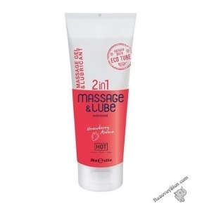 Масажний гель та лубрикант HOT Massage-& Glide Gel 2in1 Strawberry, 200 мл (HOT44143)