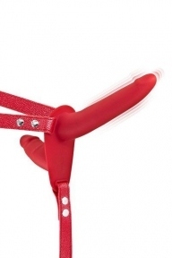 Подвійний страпон з вібрацією Fetish Tentation Vibrating Strap-On with Double Dildo Red (SO3752)
