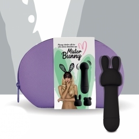 Міні-вібратор FeelzToys Mister Bunny Black з двома насадками (SO4438)