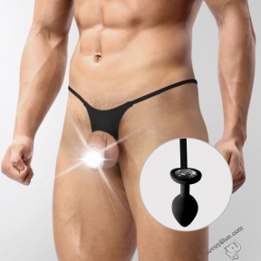 Чоловічі труси XS-2XL з силіконовою анальною пробкою Art of Sex - Joni plug panties size L Black (SO6170)