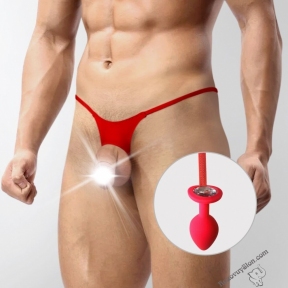 Чоловічі труси XS-2XL з силіконовою анальною пробкою Art of Sex - Joni plug panties size L Red (SO6171)