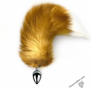 Металева анальна пробка з хвостом з натурального хутра Art of Sex size M Foxy fox (SO6185)