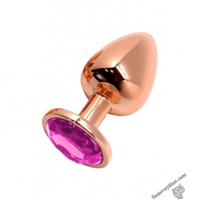Металлическая анальная пробка Wooomy Tralalo Rose Gold Metal Plug Magenta L, 9х4 см (SO7425) (SO7425)