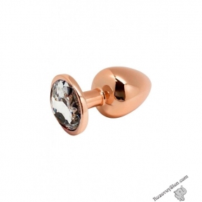 Металева анальна пробка Wooomy Tralalo Rose Gold Plug Size M, 8х3,4 см (SO7428)