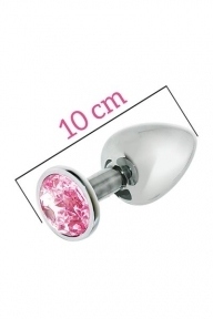 Анальна пробка MAI METAL PLUG WITH STONE, L SILVER (T370177)