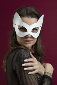 Маска кішечки Feral Feelings - Kitten Mask, натуральна шкіра, біла (SO3411)