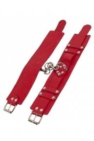 Оковы Leather Dominant Leg Cuffs, red (BR-280155)