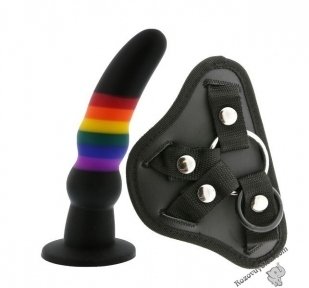 Страпон жіночий райдужний COLOURFUL LOVE STRAP ON SOLID DILDO (DT21740)
