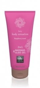 Лубрикант та масажне масло 2 в 1 Massage-& Glide gel 2in1 Raspberry scent (HOT67072)