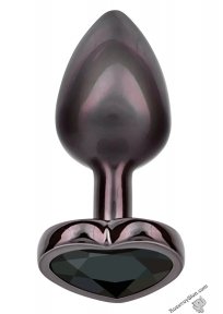 Анальна пробка CalExotics Diamond Heart Plug Small, чорна, 5,7×3,2 см (CE16516B)
