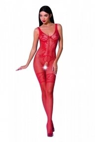 Бодістокінг Passion BS069 red, комбінезон, імітація панчох та боді (PBS069R)