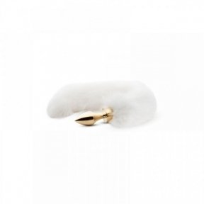 Анальна пробка з хвостиком, Gold White, S (810206)