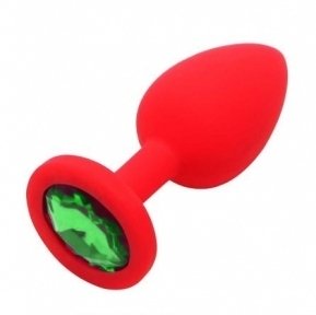 Анальна пробка Red Silicone Green, M (820121)