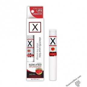 Стимулюючий бальзам для губ унісекс Sensuva - X on the Lips Strawberry з феромонами, полуниця (SO4461)