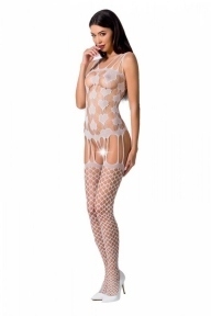 Бодістокінг Passion BS067 white, комбінезон, імітація панчох та топу на бретелях (PBS067W)