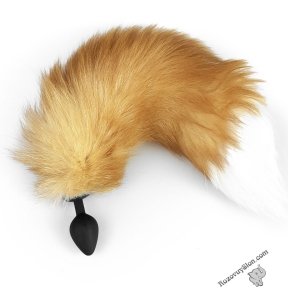 Силіконова анальна пробка з хвостом із натурального хутра Art of Sex size M Foxy fox (SO6188)