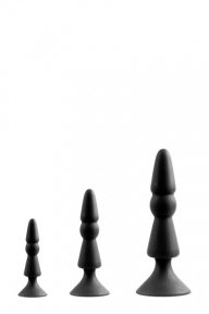 Набір анальних плагов MENZSTUFF 3-PIECE ANAL CONE SET BLACK (DT21285)