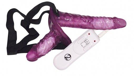 Страпон Vibrating Strap on Duo Lila