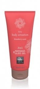 Лубрикант та масажне масло 2 в 1 Massage-& Glide gel 2in1 Strawberry scent, 200 мл (HOT67071)