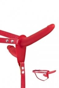 Подвійний страпон Fetish Tentation Strap-On with Double Dildo Red (SO3750)