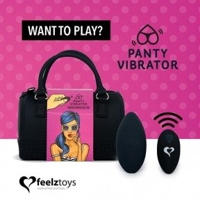 Вібратор в трусики FeelzToys Panty Vibrator Black з пультом дистанційного керування, 6 режимів роботи, сумочка-чохол (SO3851)