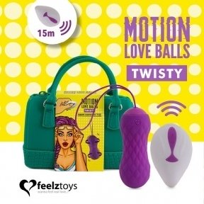 Вагінальні кульки з масажем та вібрацією FeelzToys Motion Love Balls Twisty з пультом ДК, 7 режимів (SO3853)