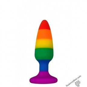 Силіконова анальна пробка Wooomy Hiperloo Silicone Rainbow Plug S, 9х2,4 см (SO7424)