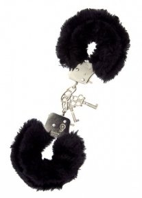 Наручники METAL HANDCUFF WITH PLUSH, BLACK (T160031)