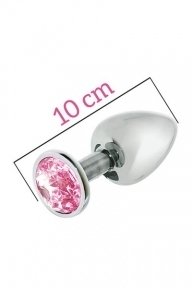 Анальна пробка MAI METAL PLUG WITH STONE, L SILVER (T370177)