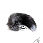 Металева анальна пробка Лисячий хвіст Alive Black And White Fox Tail S (SO6321)