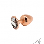 Металева анальна пробка Wooomy Tralalo Rose Gold Plug Size M, 8х3,4 см (SO7428)