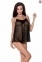 Сорочка прозора бебі долл MELANIA CHEMISE black XXL/XXXL - Passion, трусики, на тонких бретелях (EL16306)