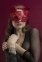 Маска кішечки Feral Feelings - Catwoman Mask, натуральна шкіра, червона (SO3407)