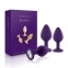 Набір анальних пробок з кристалом Rianne S: Booty Plug Set Purple, 2,7 см, 3,5 см, 4,1 см (SO3908)