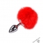 Металева анальна пробка Кролячий хвостик Alive Fluffly Plug S Red (SO6314)