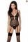 Корсет з декольте ERZA CORSET black L/XL - Passion, пажі, трусики, напівпрозорий (PS26007)