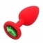 Анальна пробка Red Silicone Green, M (820121)