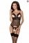 Корсет з відкритими грудьми DIABOLINA CORSET black S/M - Passion, пажі, трусики, напівпрозорий (PS25805)