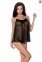 Сорочка прозора бебі долл MELANIA CHEMISE black L/XL - Passion, трусики, на тонких бретелях (EL16304)