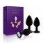 Набір анальних пробок з кристалом Rianne S: Booty Plug Set Black, 2,7 см, 3,5 см, 4,1 см (SO3889)
