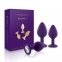 Набір анальних пробок з кристалом Rianne S: Booty Plug Set Purple, 2,7 см, 3,5 см, 4,1 см (SO3908)