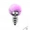 Металева анальна пробка Кролячий хвостик Alive Fluffly Twist Plug L Purple (SO6310)