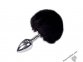 Металева анальна пробка Кролячий хвостик Alive Fluffly Plug S Black (SO6312)